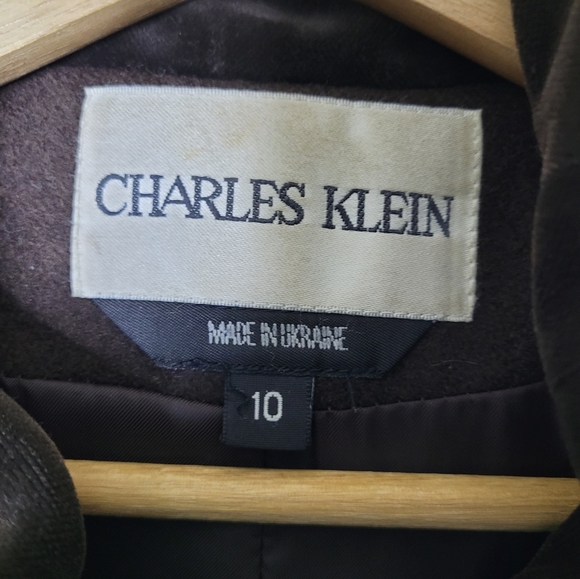 Vintage Charles Klein Wool Coat Women’s 10 Brown Velvet Trim Hood 90s Winter - Picture 7 of 9